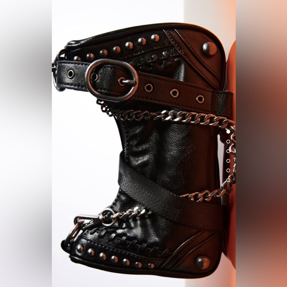 Zara Black Studded Chain Shoulder Bag